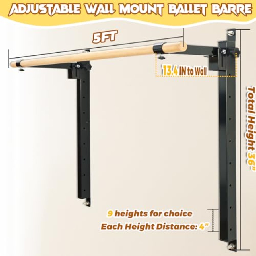 Wall Mounted Ballet Barre 4ft  - Home Gym Wall ulasan dan harga
