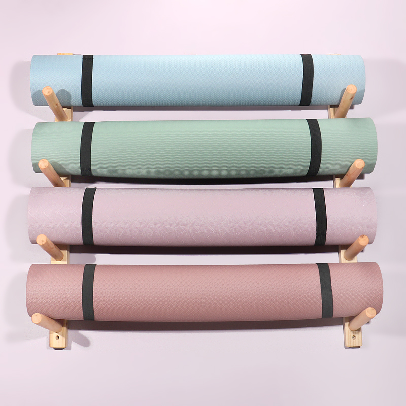 Wooden Yoga Mat Holder Wall Mo - Home Gym Wall ulasan dan harga